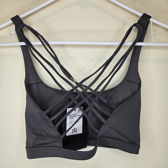 Nwt RawGear war sports bra gray with black writing - Picture 2 of 5